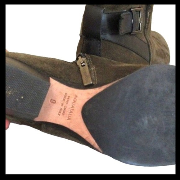Aquatalia Suede Zip Ankle Boots Green - Picture 3 of 7